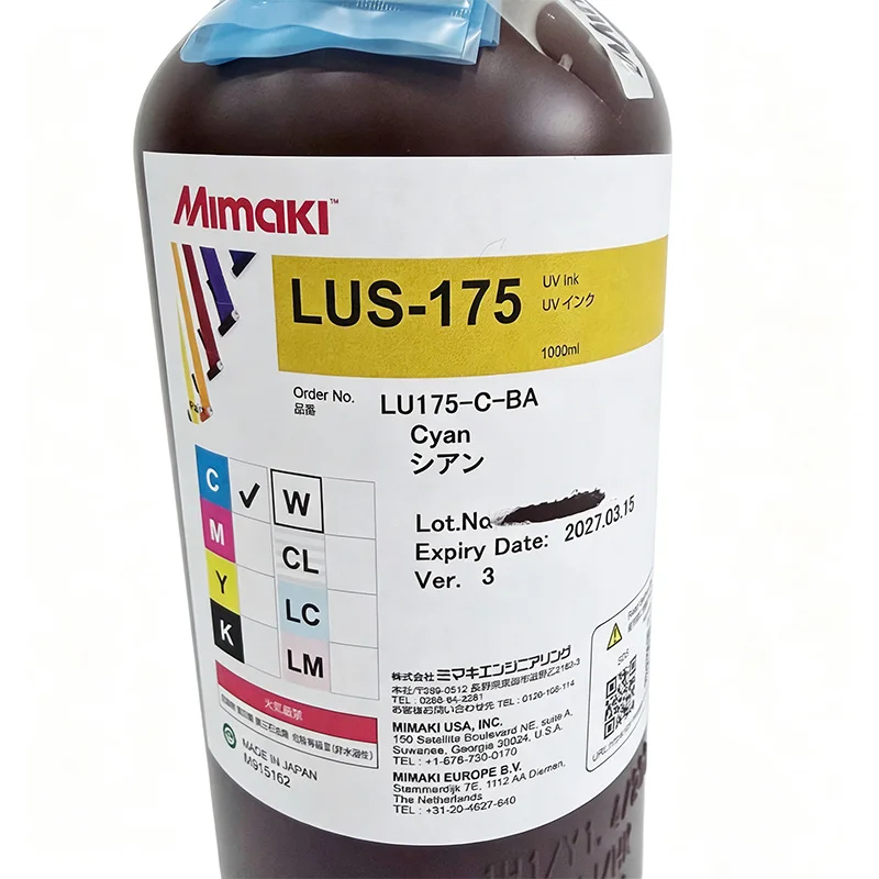 Original Mimaki LUS175/LUS-175 UV Ink 1000ml Bottle with Chip 8 Colors (CMYK,LC,LM,White,Clear) for Mimaki UJF3042/UJF6042 MKII